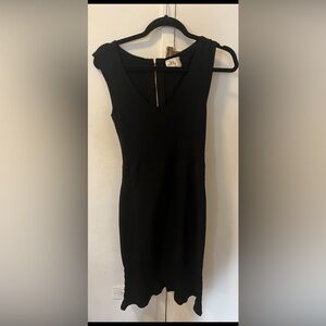 Milly Black Sheath Midi Knit Dress V-Neck